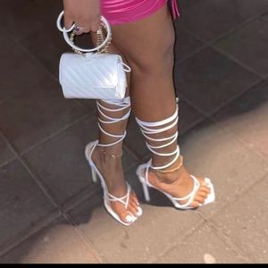 SHEIN Tie Leg Design Stiletto Heeled Strappy Sandals